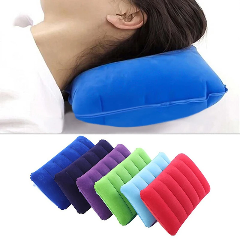 Custom Ultralight Inflatable Camping Pillow Small Squared Flocked Fabric Air Pillow for Hiking Camping