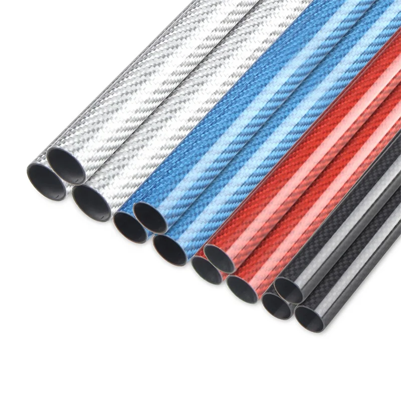 Factory custom colored 3K carbon fiber fabric tube high strength lightweight carbon fiber tube for sale