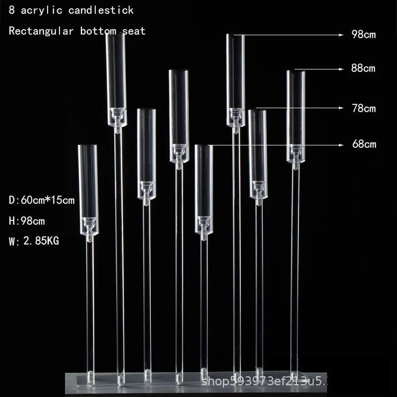 New Design Gold Silver Handmade Candelabra Wedding Centerpiece Transparent Acrylic Crystal Candlestick