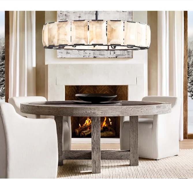 Round Big chandelier Marble Chandelier New Style CCT Dimmable Remote control fixture size and color as required