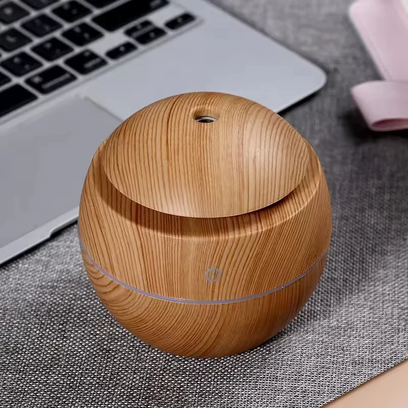 New household fog humidifier Office desktop silent air atomizer USB water drop wood grain humidifier