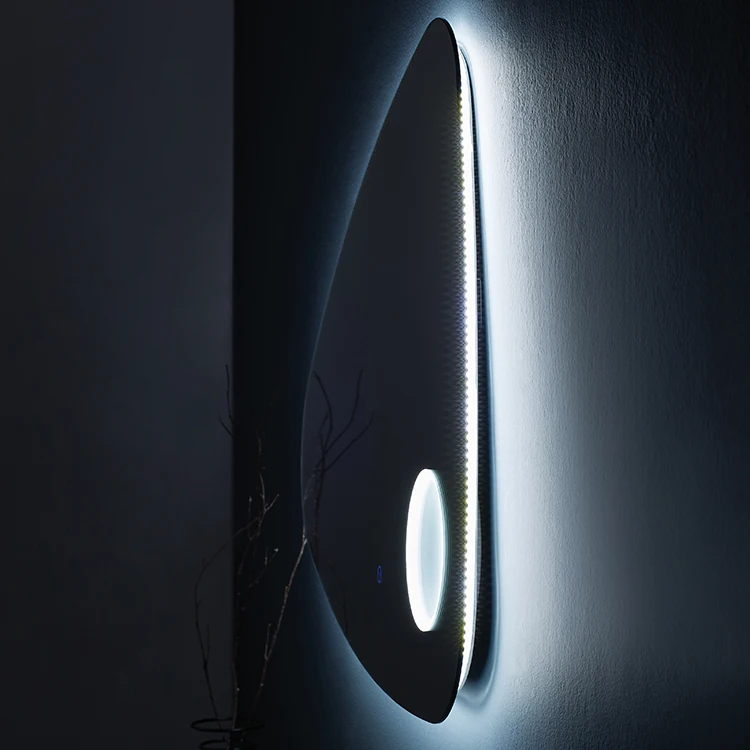 New style Irregular simple design silver decor wall makeup mirror illuminated LED backlit Silver bath Mirror