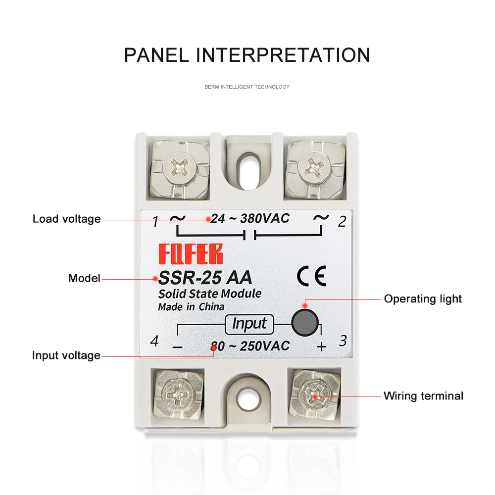 Hot Products SSR-25AA 24~380VAC input 80~250VAC output Single Phase Solid State Relay SSR