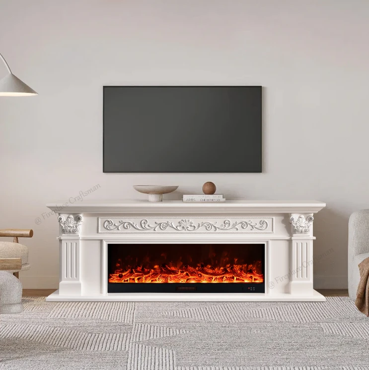 Wholesale Modern White Decor Real Flame Freestanding Faux Fireplace Surround Decorative Electric Fireplace Mantel