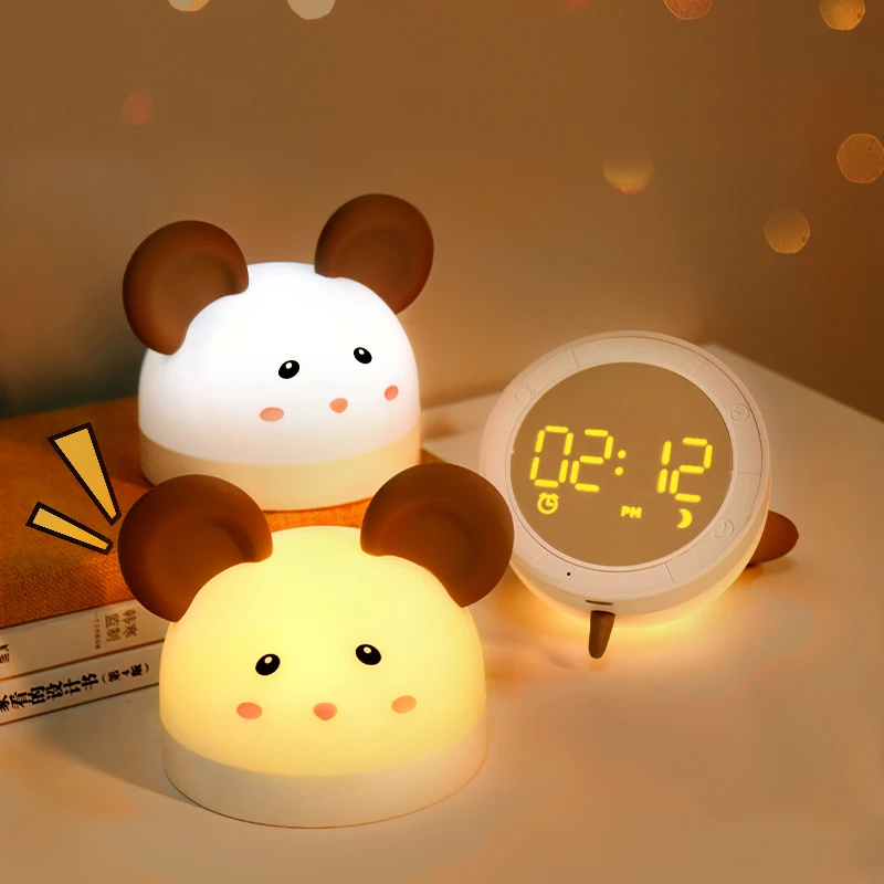 Super Cute Mouse Animal 7 Colors Light Changing Silicone LED Toy Lamp Squish Silicone Soft Mouse Alarm Clock Night Light