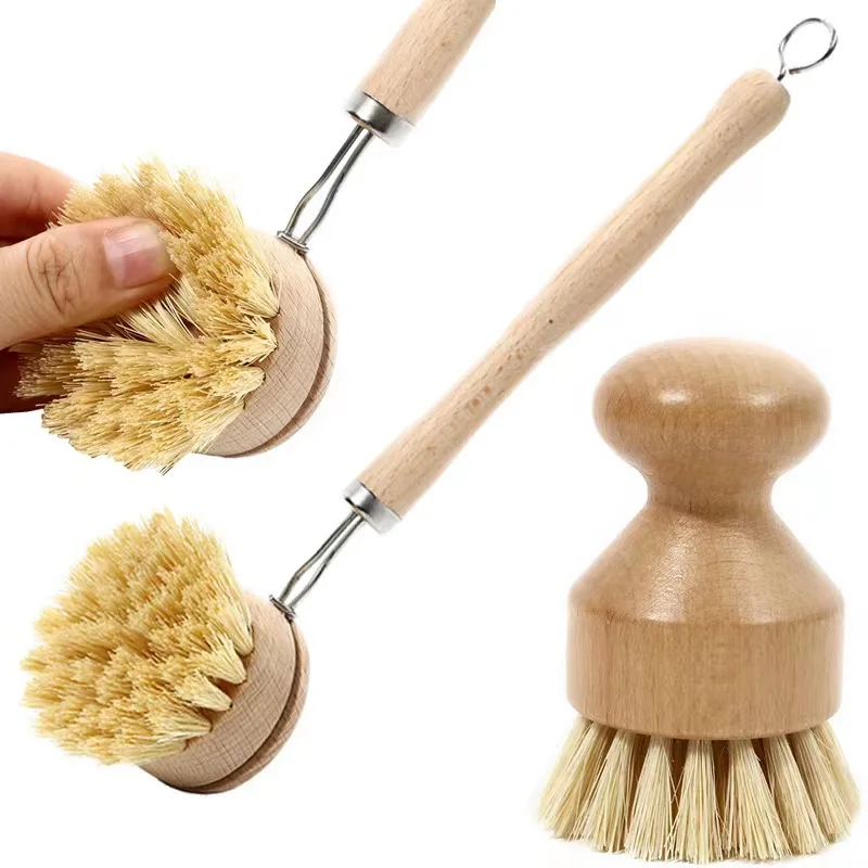 Manufacturer replaceable electric cleaning dish kitchen brushes head handle willy bottle crevice wooden bamboo dishwashing  brus
