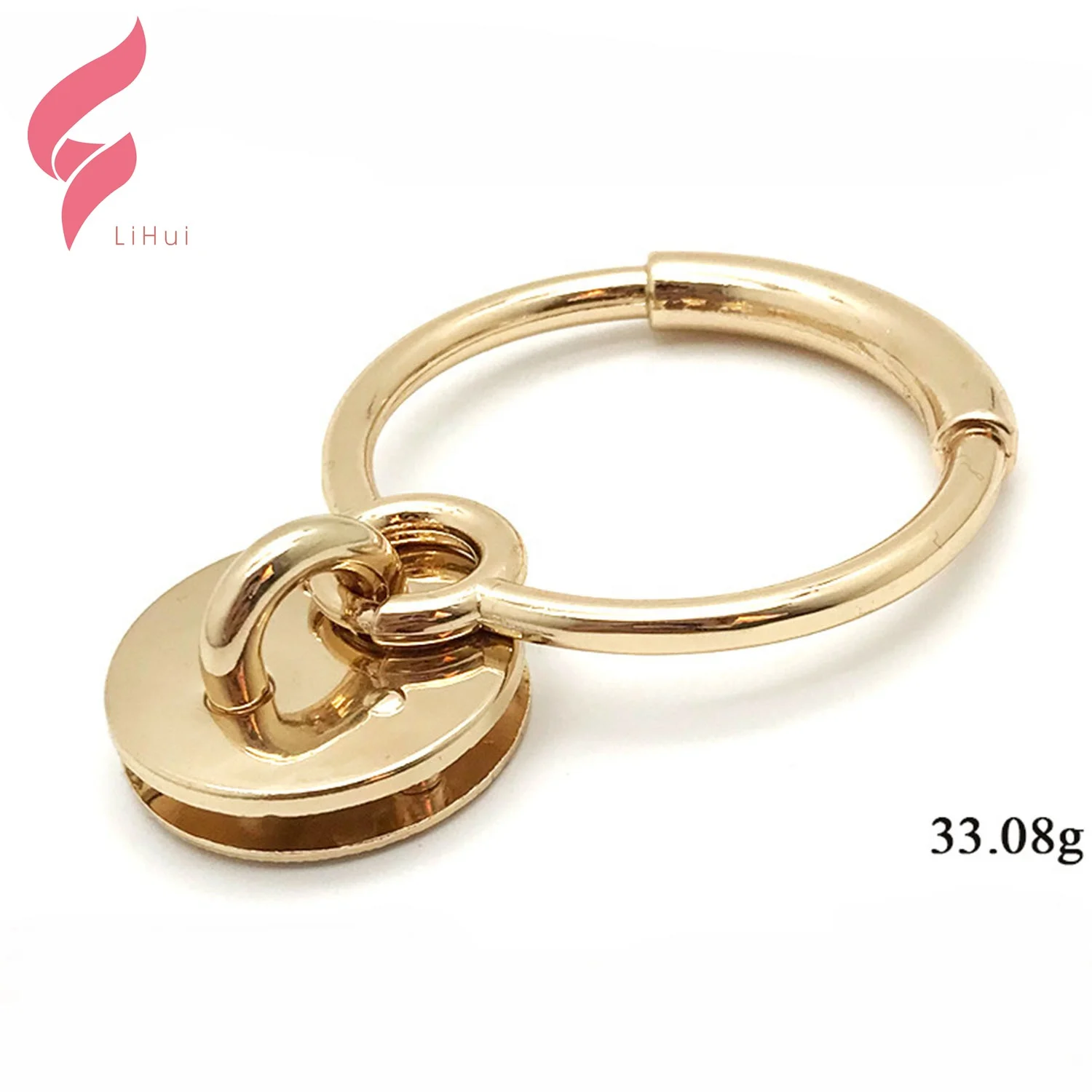 LiHui hardware flexible snap twist push Lock handbag accessory lock shape magnetic snap lock for handbags