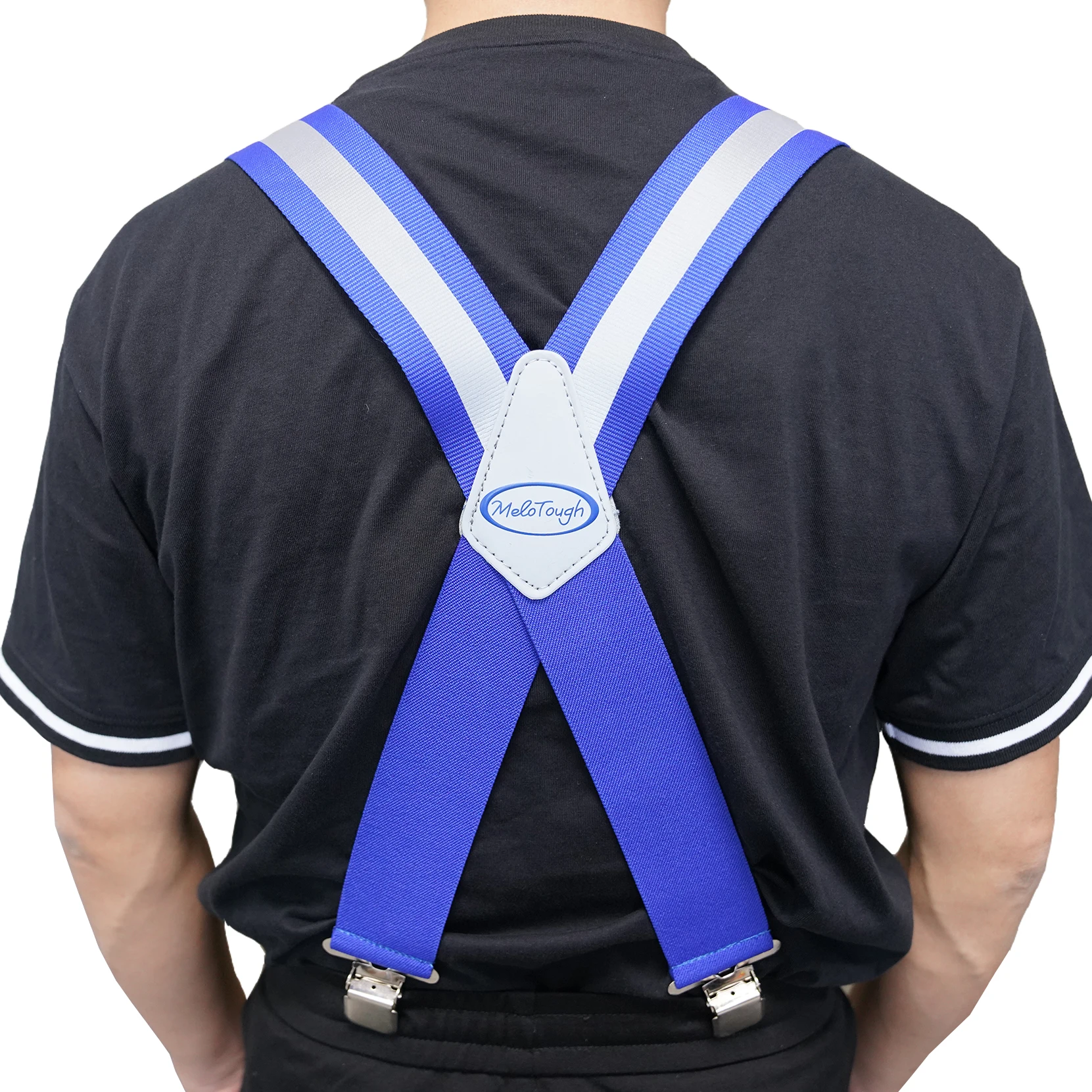 Fashion Reflective Suspenders Partial Elastic 2 inch Wide X-Back Suspenders