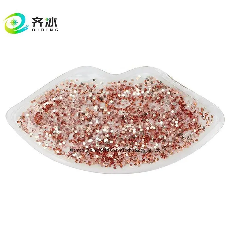 Reusable Lip Shape Hot Cold Pack Lip Ice Packs Beauty Ice Cool Pack for Black PVC Customized Logo Black Silicon Sex Doll 500 Pcs