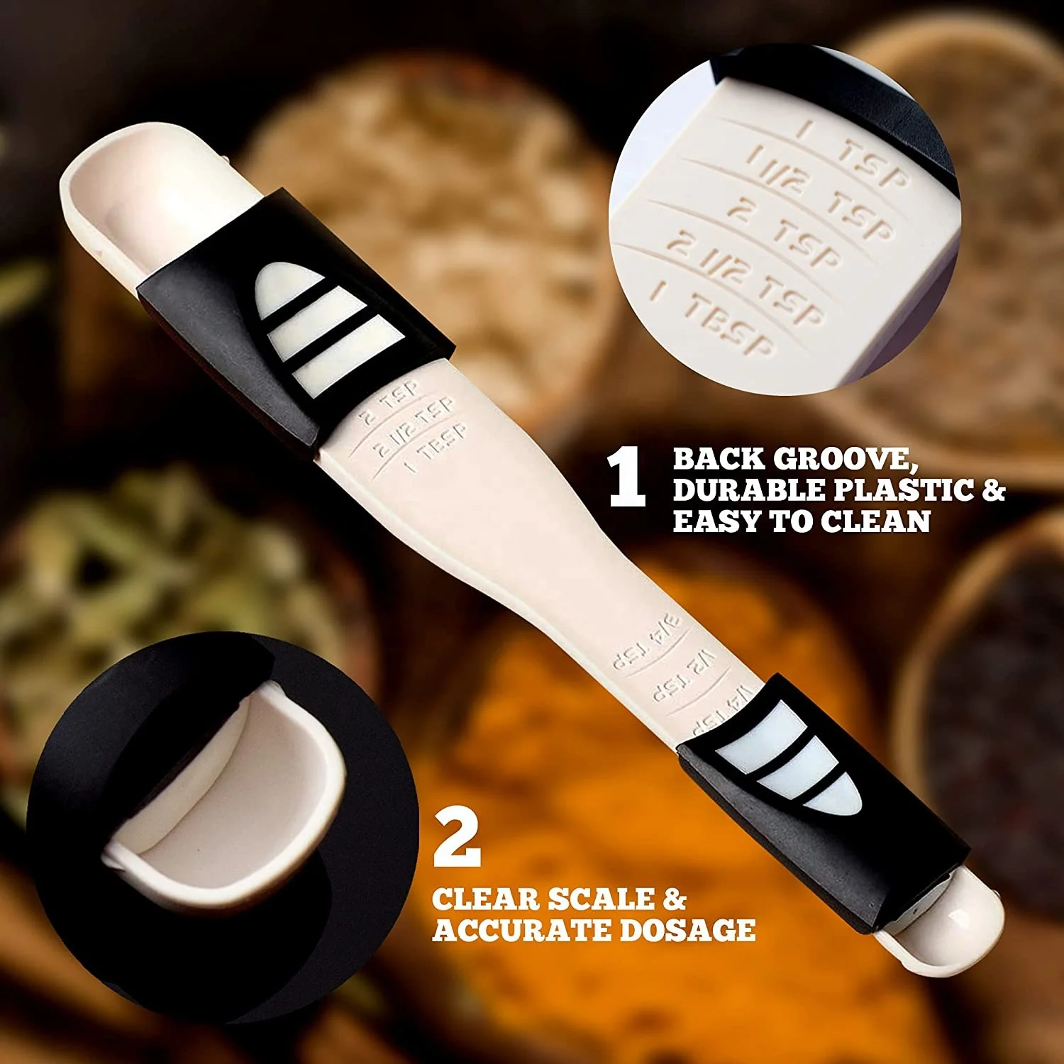Adjustable Measuring Spoon with Double End Adjustable Scale 9 Stalls All in One Measuring Spoon Wide Range of Measurements