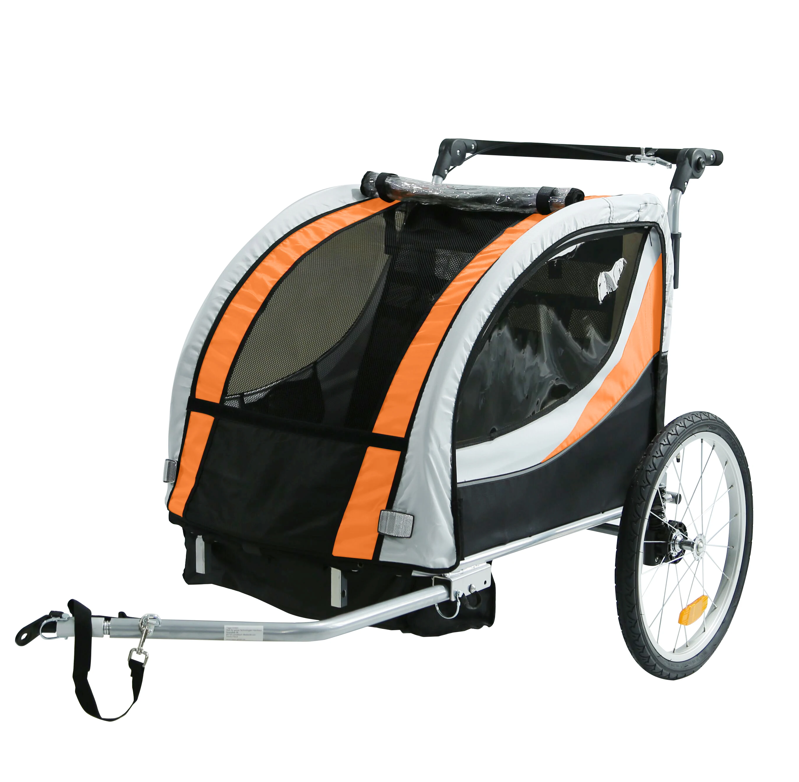 
2 in 1 baby jogger bike trailer for 2 baby with suspension system, comfortable baby jogger bike trailer 
