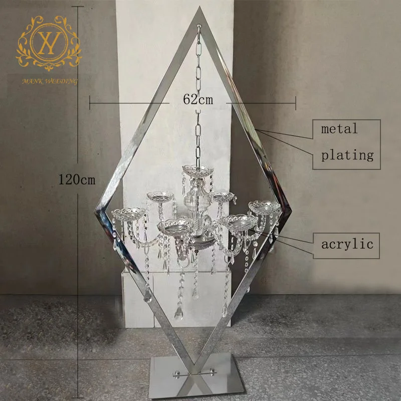 Tall Candle Holders For Weddings Gold Silver Diamond Crystal Chandelier Candlestick Wedding Table Centerpieces