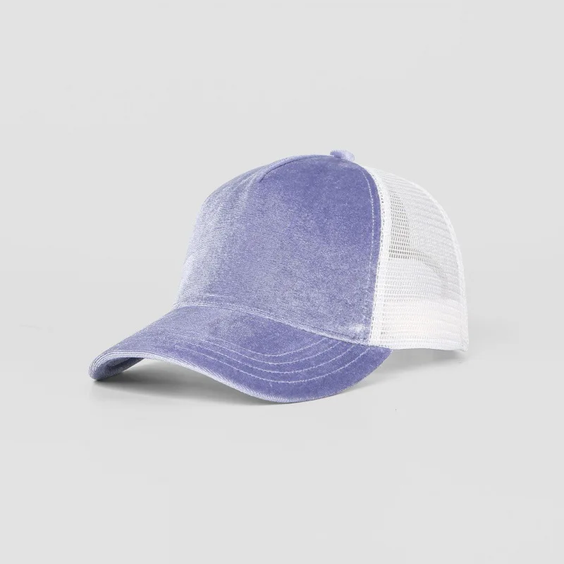 Custom high quality splice tricot fleece plain 6 panel sports trucker caps breathable promotional mesh baseball hats