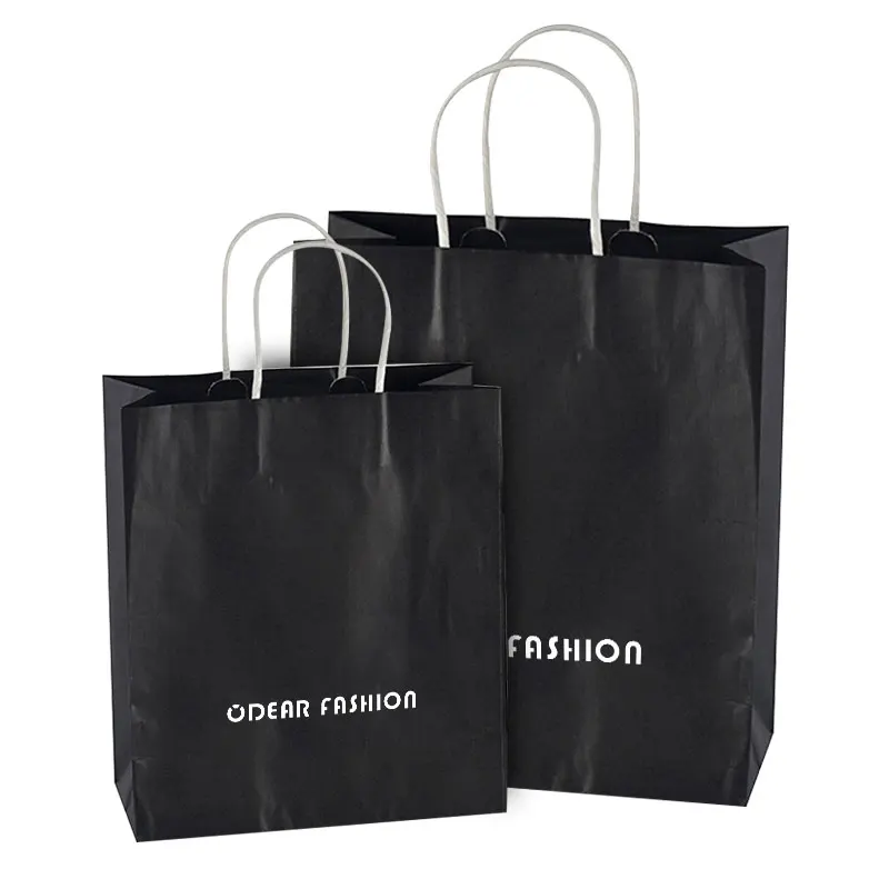 supplier Wholesale Luxury Brown Black Small Shopping Packaging Bag Craft Custom Logo jewelry Kraft Gift Paper With