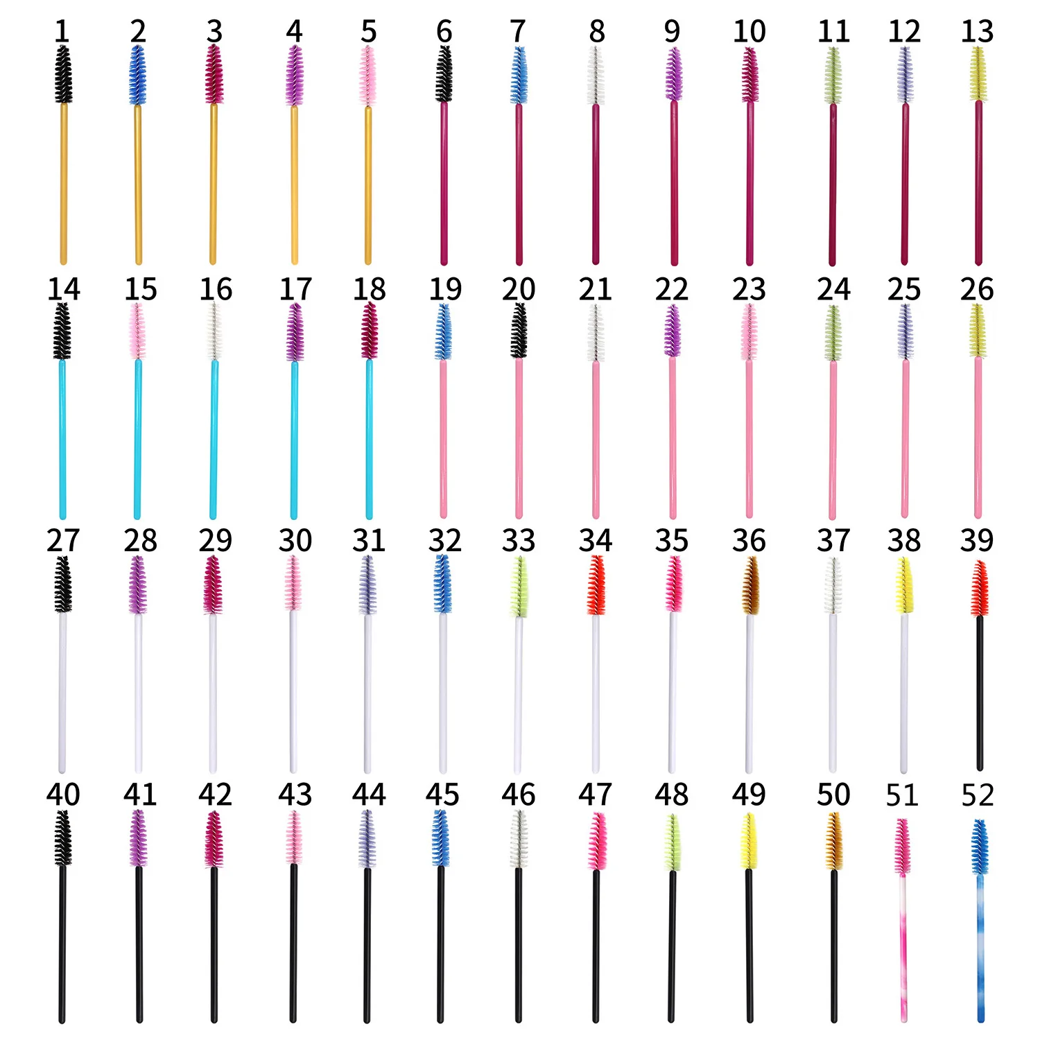 Disposable All Colors Collection Eyelash Extensions Spoolie Brush Mascara Wands Lash Applicator