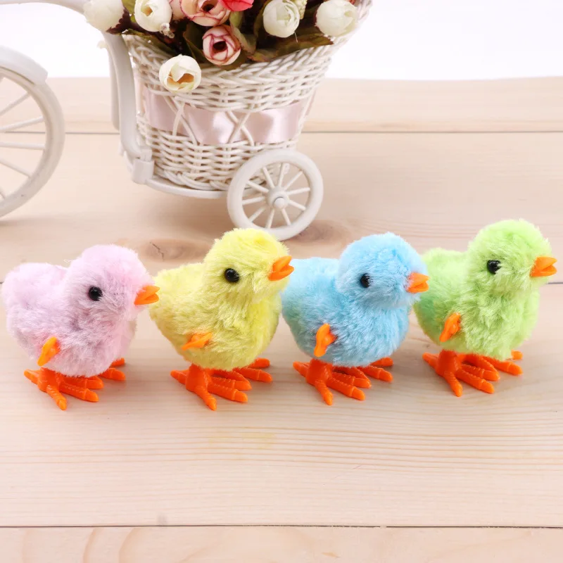 2024 Cute Wind Up Chick Plush Animals Toy Kids Boy Girl Stuffed Animals Chick Clockwork Walking Toys Children Fun Gifts