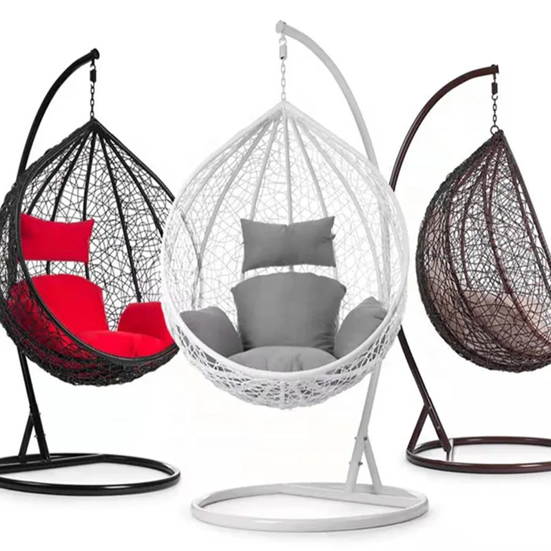 Patio Swings Factory Wholesale  Knitting Craft 195CM height  PE Rattan Patio Swings for Kids