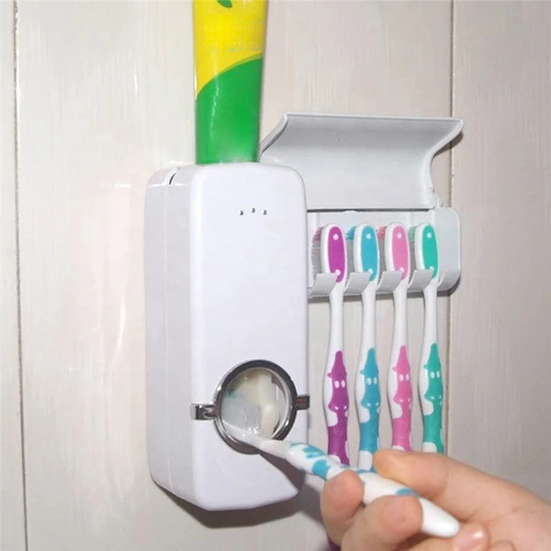 Family Plastic Tooth-brushing Water Washing Teeth Cleaner Cup Automatic Toothpaste Dispenser with Toothbrush Holder