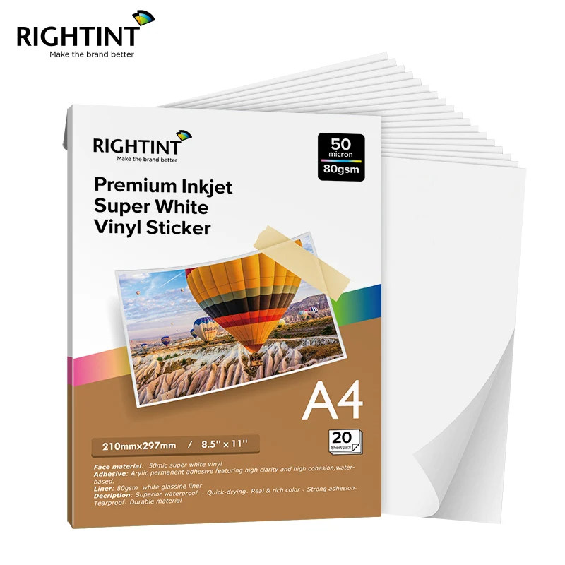 Printable High-Quality Adhesive Glossy White Mylar Self-Adhesive Sticker Paper PET Film Customized Printing