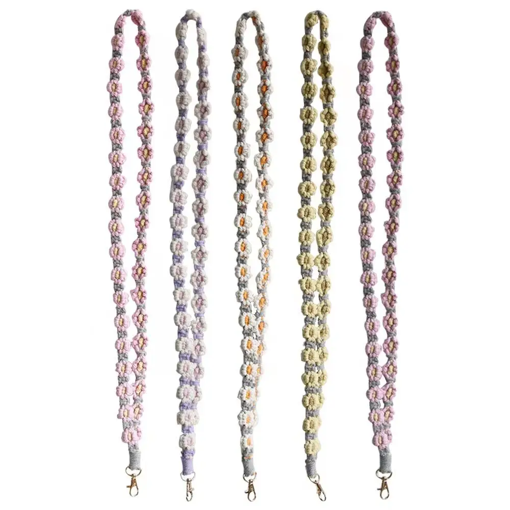 Wholesale Flower Style Woven Cross body Mobile Phone Chain Strap Cell Phone Lanyard Phone Lanyard Neck Strap