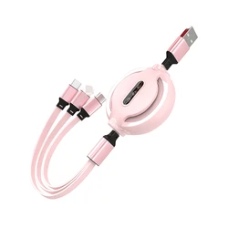 Multi 3 In 1 Fast Charging Cable USB Charger Cable 1meter Retractable Multiple Charging Cord Adapter For Smart Phone