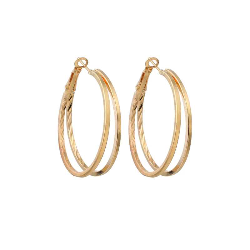 40 mm Golden Twill Double Hoop Earrings  piercing hoop earrings