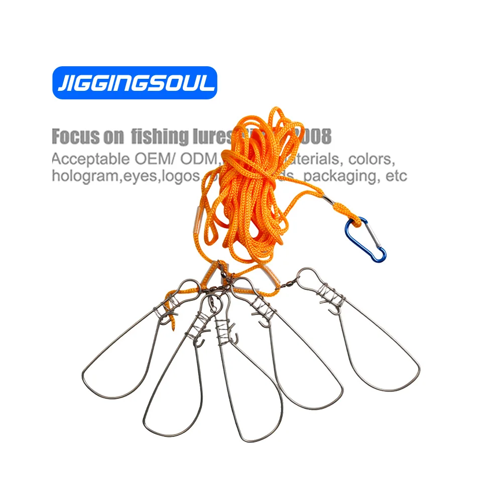 JIGGINGSOUL-PJ1013 New Stainless Steel Ropes Float Fish Stringer Fishing Lock Fishing Rope For Accessories China Tackle
