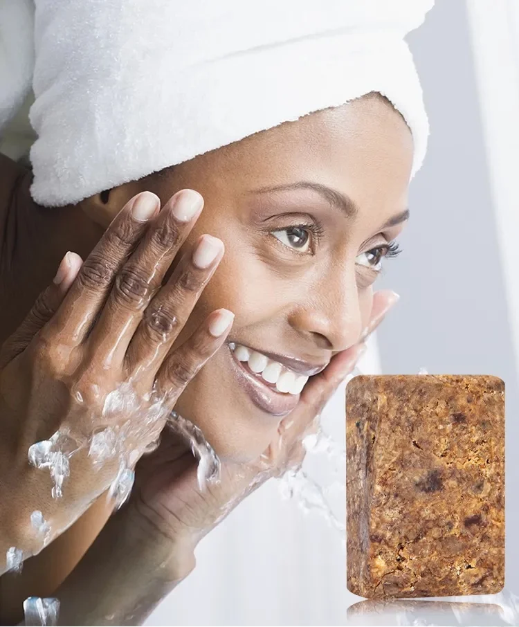 Raw African Black Soap Bar - For All Skin Types - Face, Body, Hair Soap Bulk Bars (1 Pound)