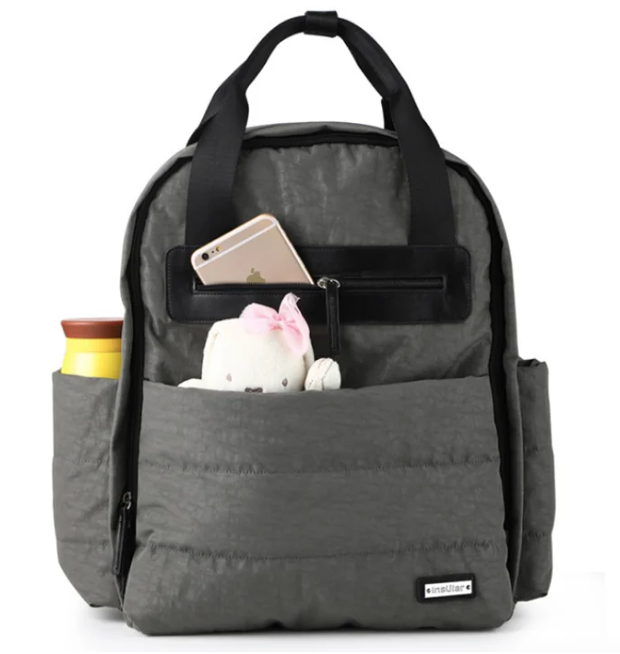 Custom OEM Logo Waterproof Insular Baby Diaper Bag Backpack With Changing Pad Mummy Travel Tote Bag