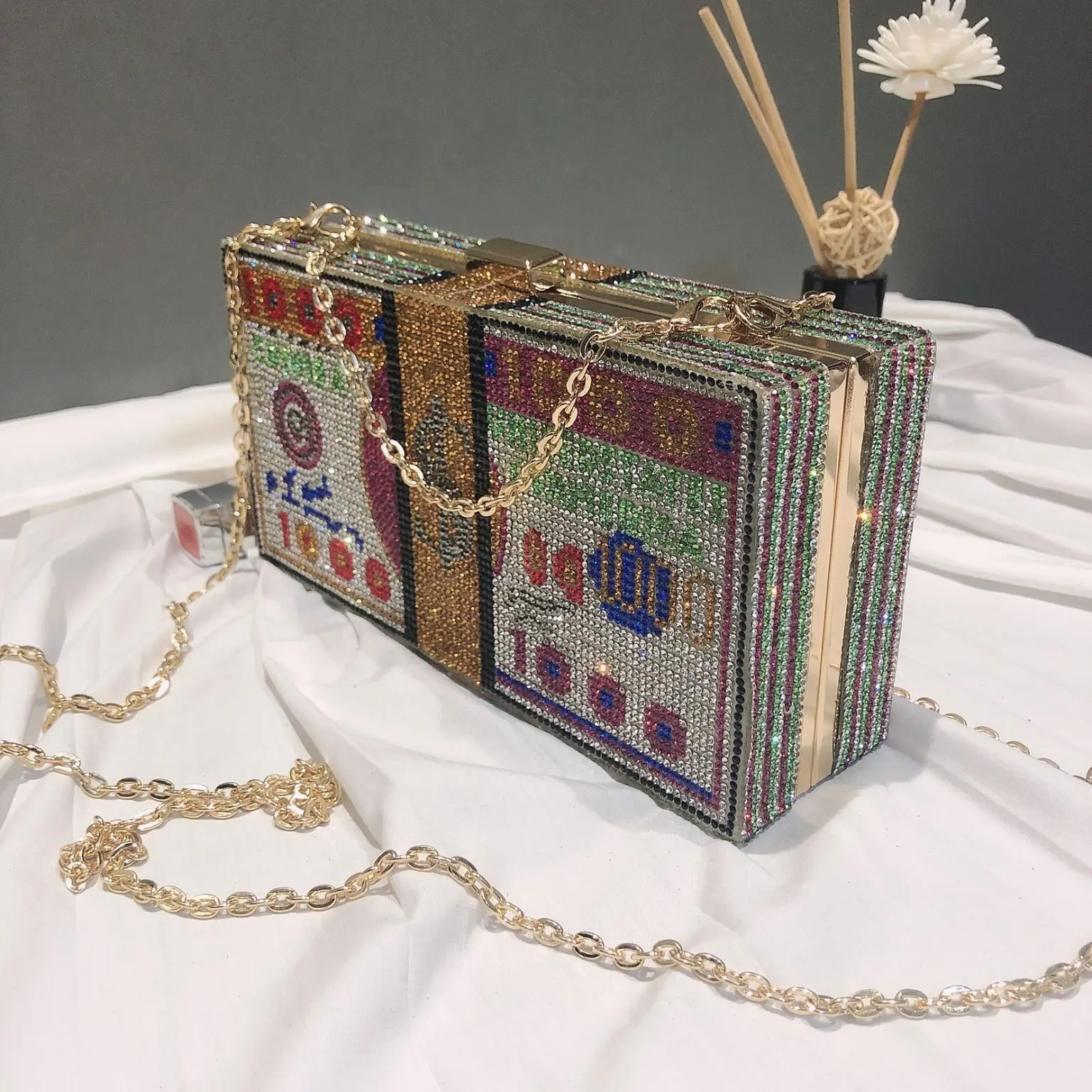 2023 Supplier Retail Luxury Rhinestone Dollar Evening Bag Ladies Clutch Bag Party