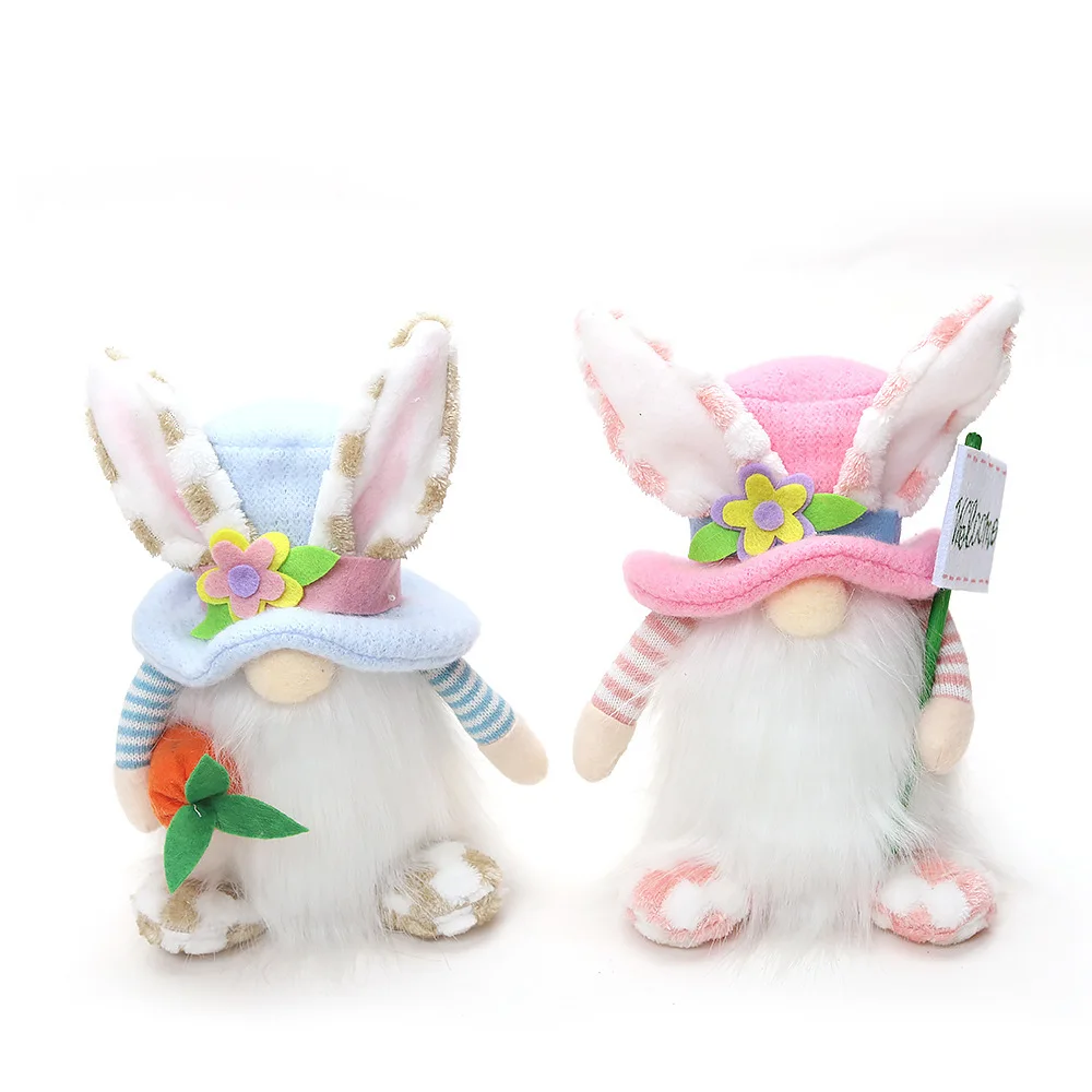 new arrival easter bunny long ears gnome plush toy for decoration