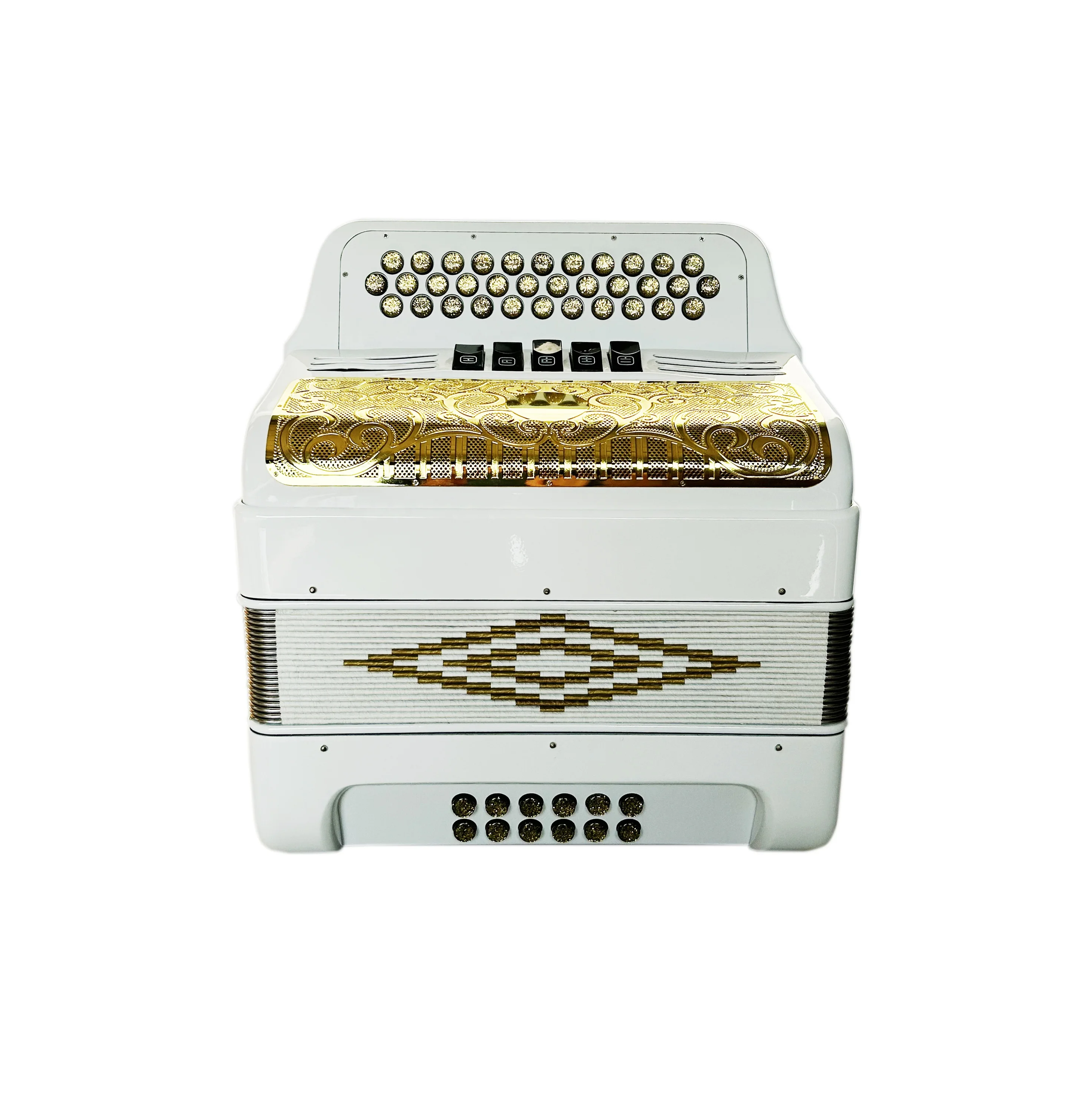 SEASOUND OEM 34 Buttons 12 Bass 5 Registers Bright White Accordion Gold Grill Gold Buttons Acordeon JB3412D