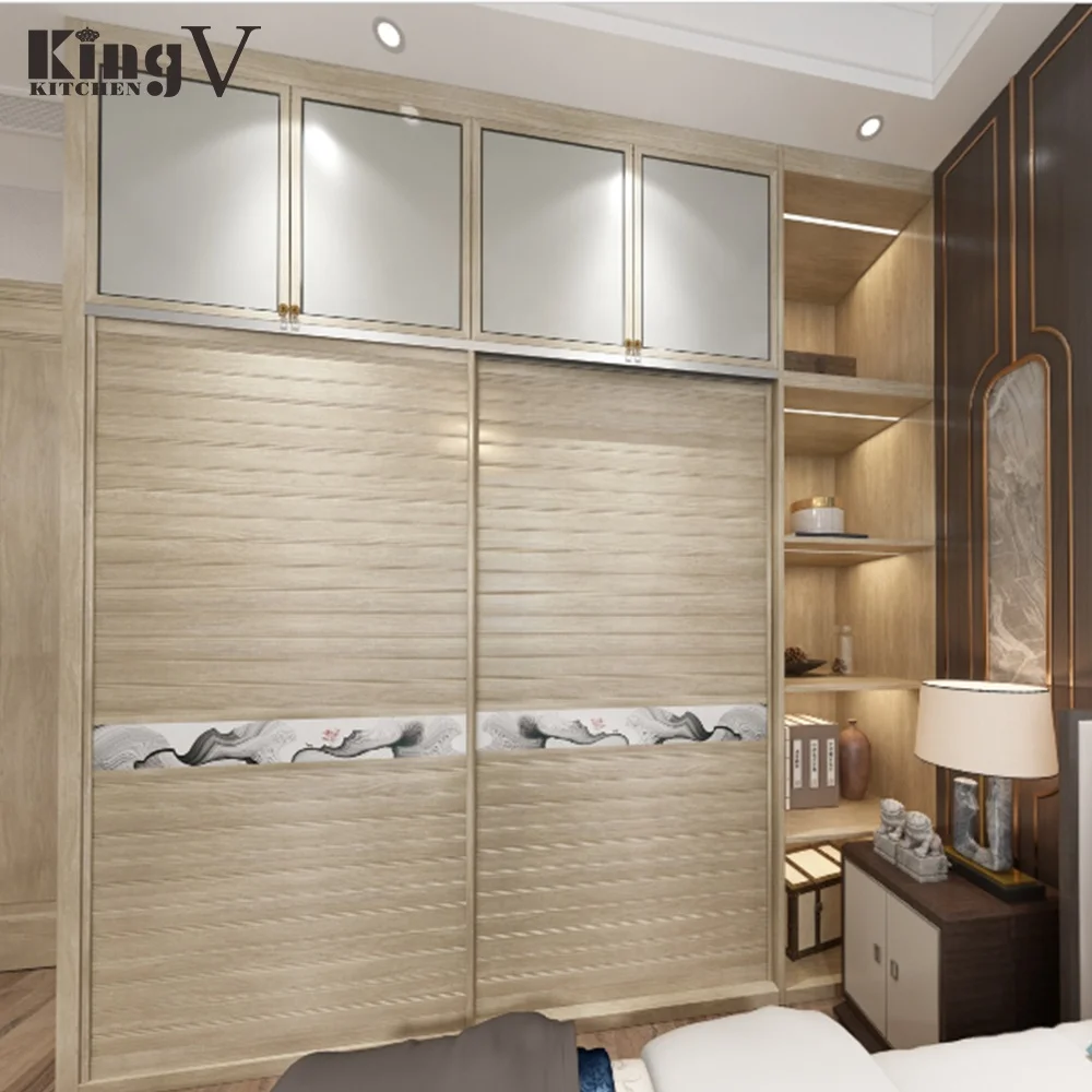 KINGV Top selling wooden bedroom wardrobe cabinet with aluminium sliding doors KINGV