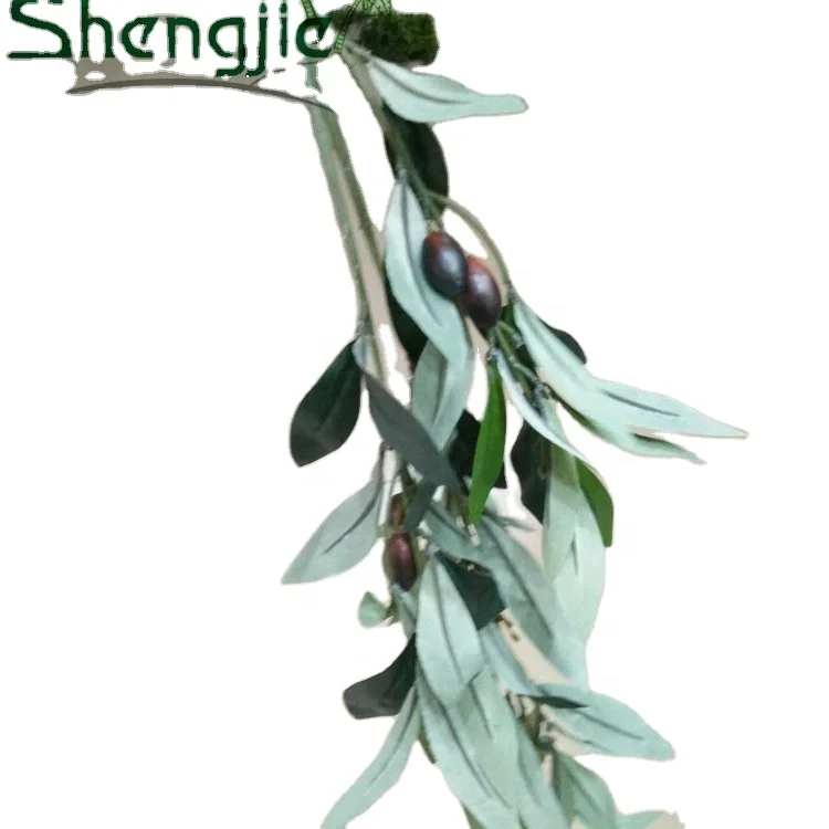 50 cm Artificial Plants Greenery Olive Branches Stems Plants Green Leaves Fruits Branch Leaves Home Office Indoor Outside