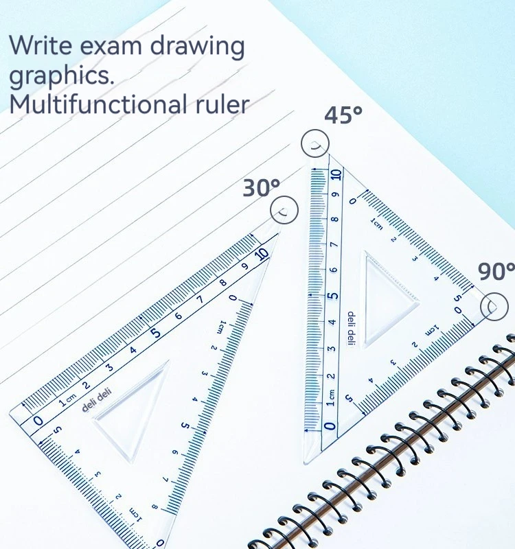 Deli 79541A Metal Ruler Student Exam Drawing Drawing Ruler Triangular Ruler Protractor