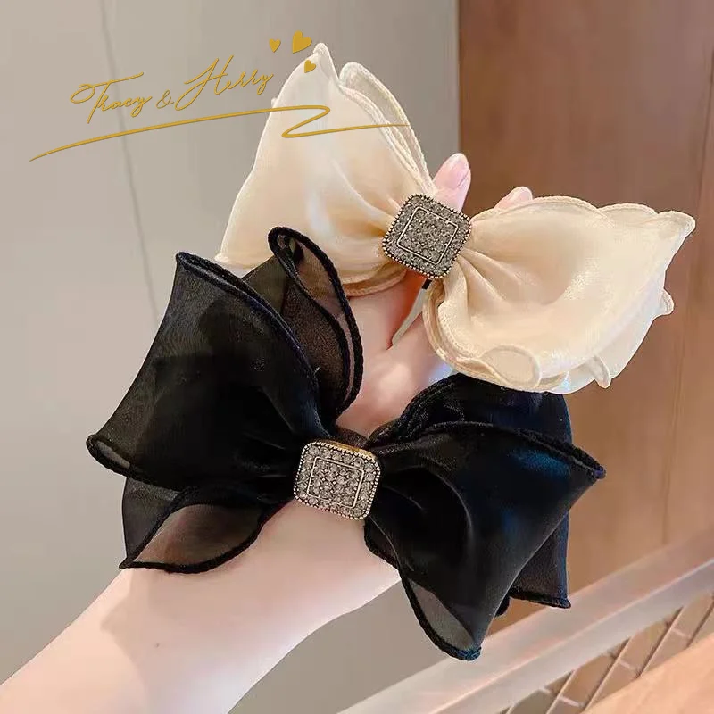 Tracy & Herry Fashion Bow Knot Hair Rope Korean Style Girls Temperament New Mesh Hair Ring Headdress High Elastic Rubber Bands