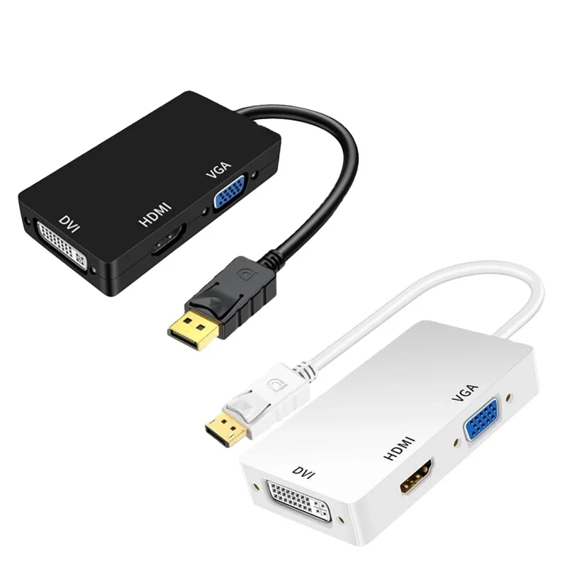Порт дисплея DP в DVI VGA HDTV 3 1 адаптер конвертер кабель для проектора ТВ компьютер ноутбук ПК