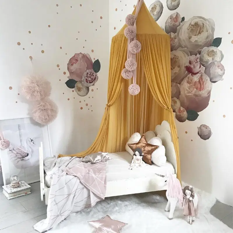  Wholesale Nordic Style Princess Chiffon Mosquito Dome Canopi Kids Baby Bed Room Canopy