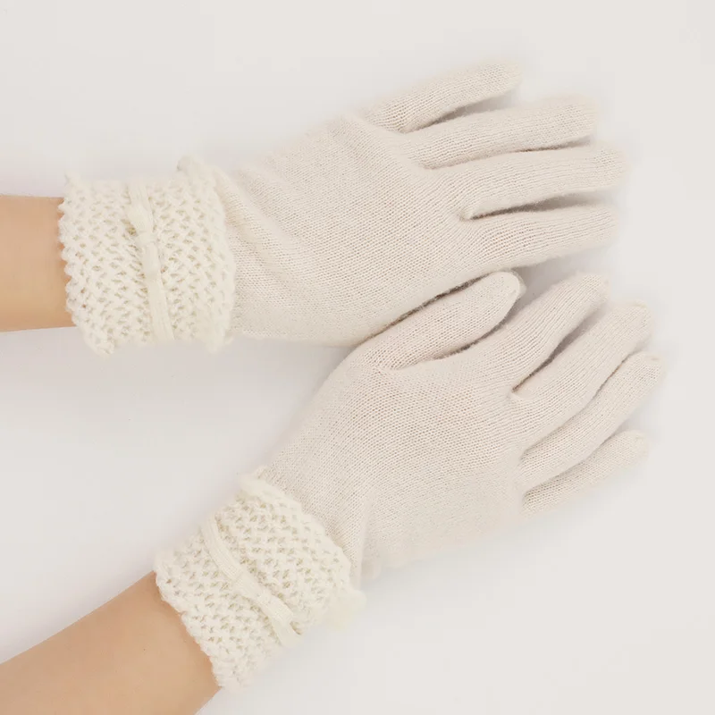 Зимние аксессуары женские 100% кашемировые перчатки и варежки Роскошные модные вязаные теплые розовые длинные перчатки с закрытыми пальцами