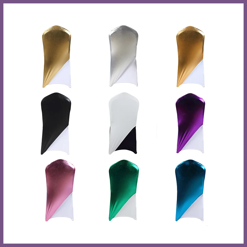 
Bright Golden Metallic Half Chair Cover one leg Chair Bands for Wedding Event Party Decoration 