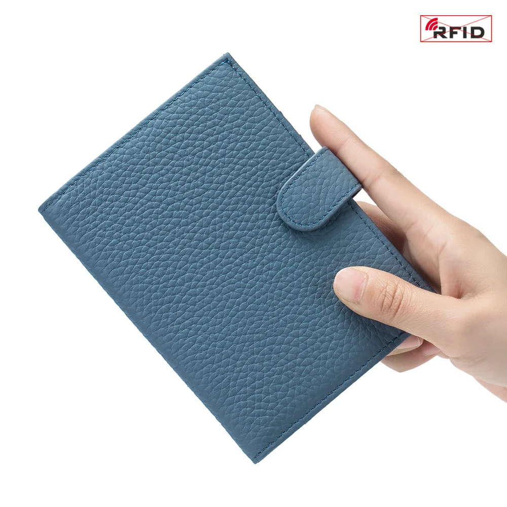 Custom LOGO Mulfi-functional Genuine Leather Travel Passport Holder RFID Document Coin Organizer Passport Wallet