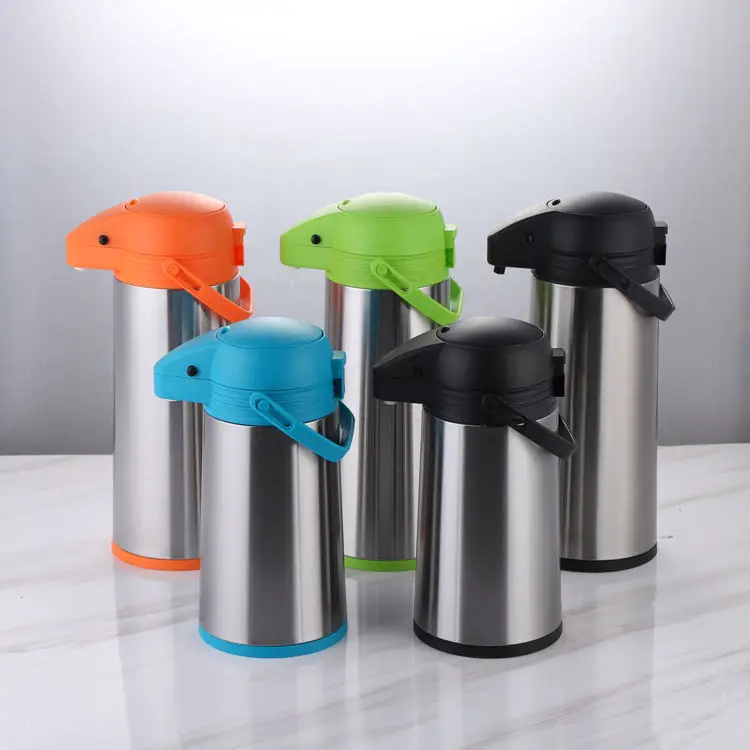 High Quality Travel Bottle Portable Coffee Vacuum Flask Air Pressure Pump Double Wall Stainless Steel Vacuum Jug Airpot