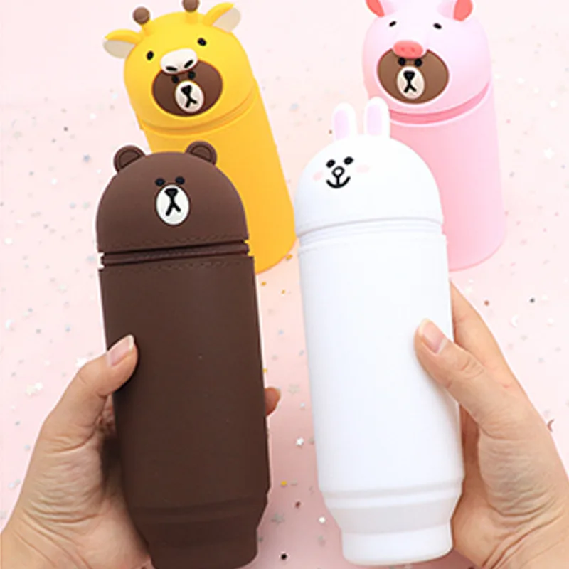 Custom High Quality Multipurpose Kids Silicone Pencil Case Storage Bags  Pen Case Large Capacity Stationery Pencil  Pouch Box