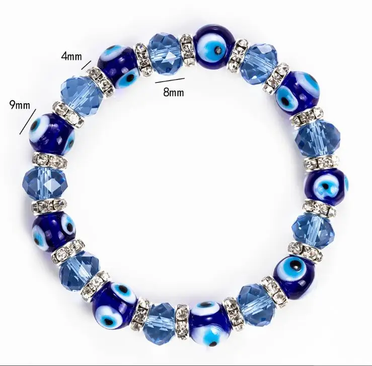 Trendy Simple Eye Religious Eye Charm Blue Beads Lucky Bracelet Match Turkish Bracelet For Women