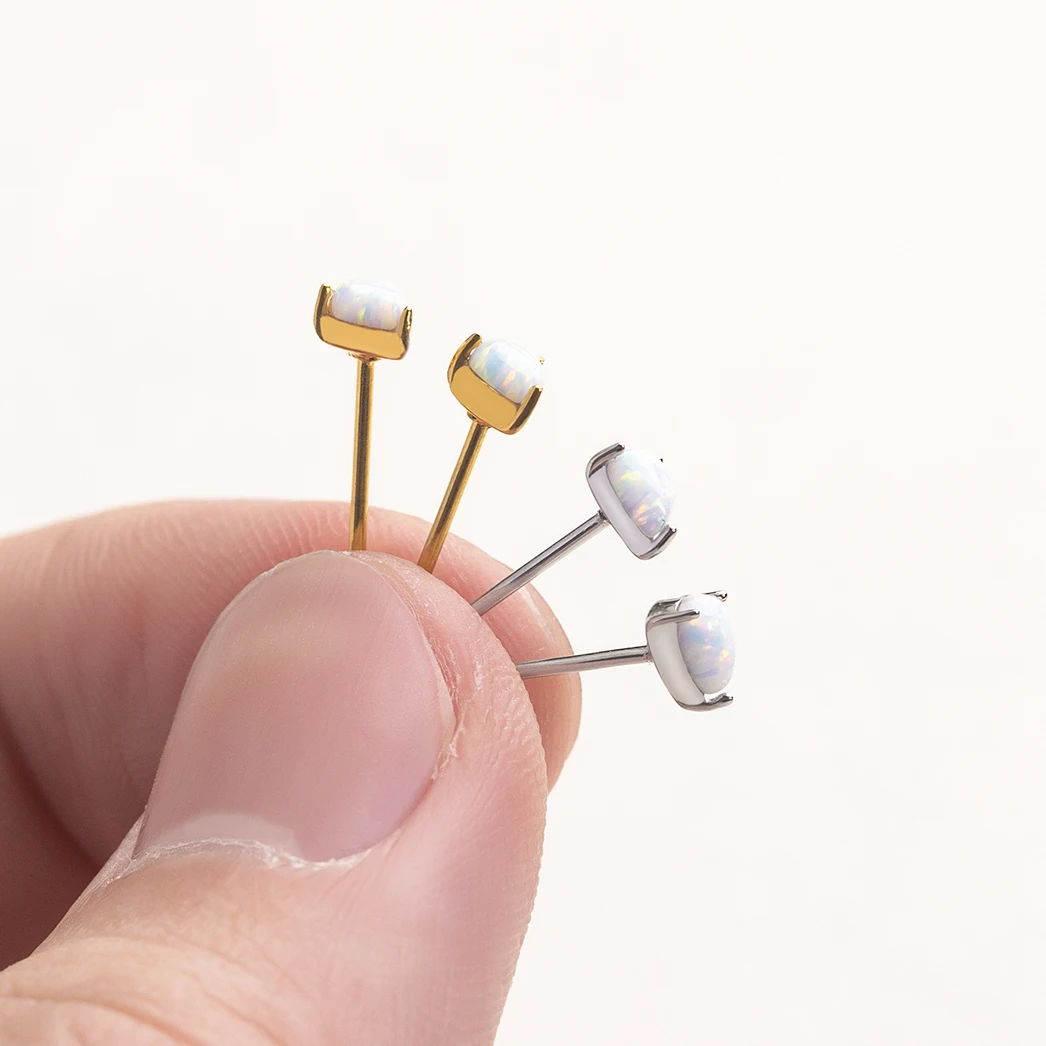 Powell Personailized Custom In Stock Australian Opal Earrings Jewelry 5 Plus 4 Mm Stainless Steel Studs Opal Earrings