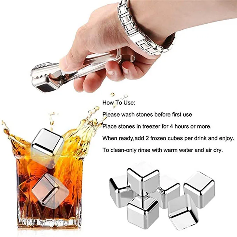 304 Stainless Steel Ice Cubes Metal Quick-Frozen Ice Wine Beer Cooler Chiller Whiskey Stones Keep Cold Longer Bar Tools