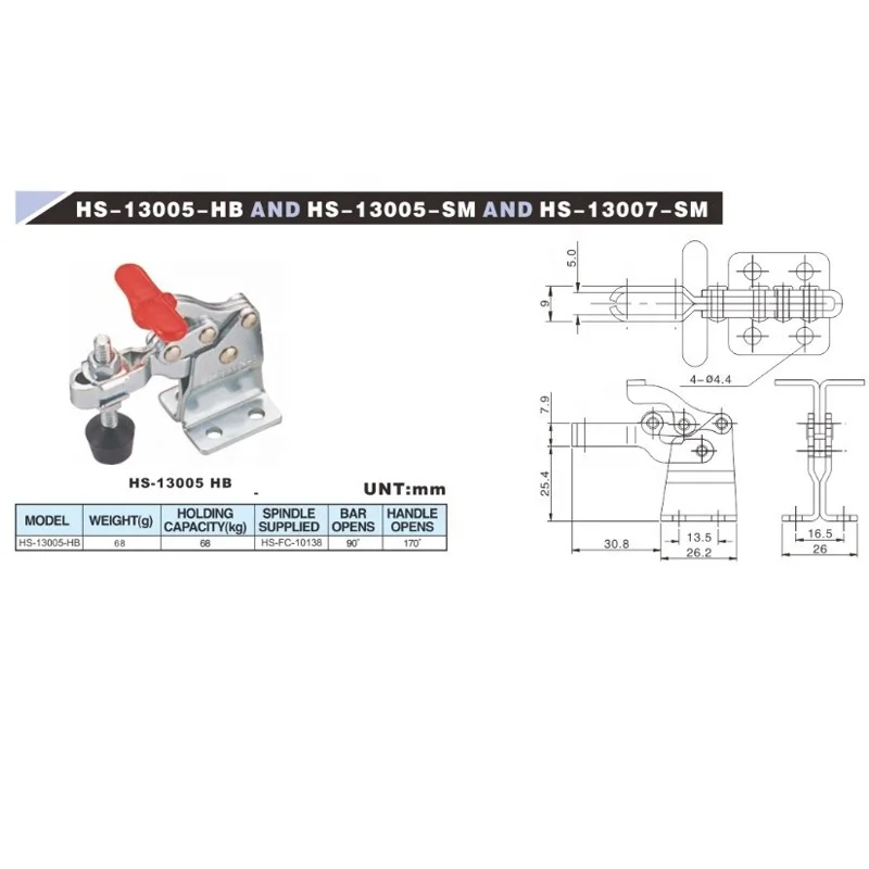 Hot sale HS-13005 Mini Toggle Clamp Similar to 305-U Vertical Toggle Clamp for Jig