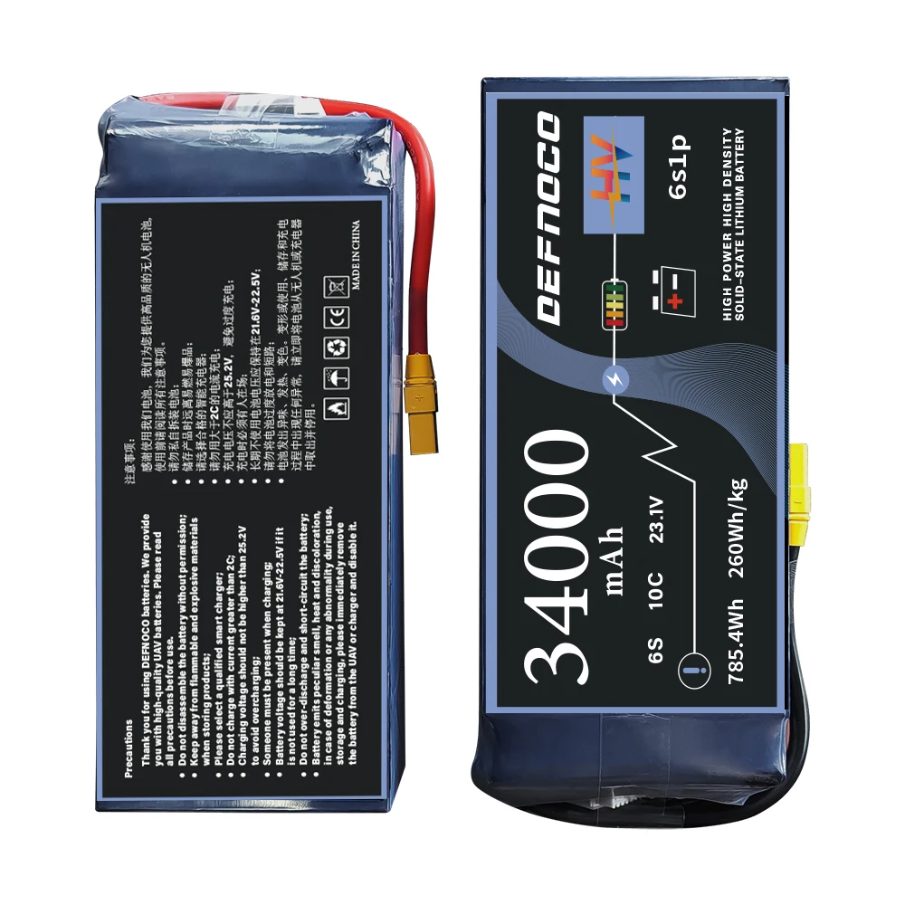 Твердотельный аккумулятор высокой плотности Lihv 260Wh/кг 34000mah 34AH 23 1 V 6S/12S Lipo батареи для промышленного/UAV/ VTOL/Washing Drone