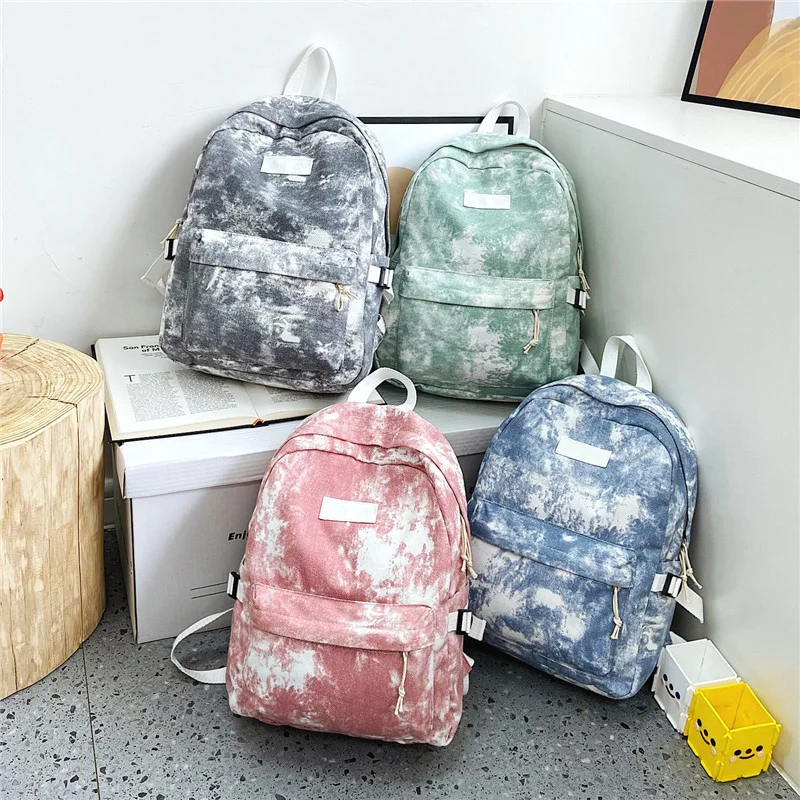 Custom Color Fashion Design Leisure Dye Printing Women Backpack Casual Canvas Students School Bags