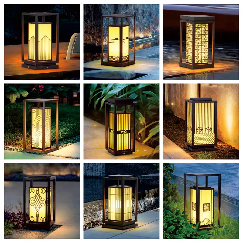 LED Lawn Column Headlamp Acrylic Lampshade Outdoor New Chinese Style Villa Garden Lawn Light Landscape Observation Light